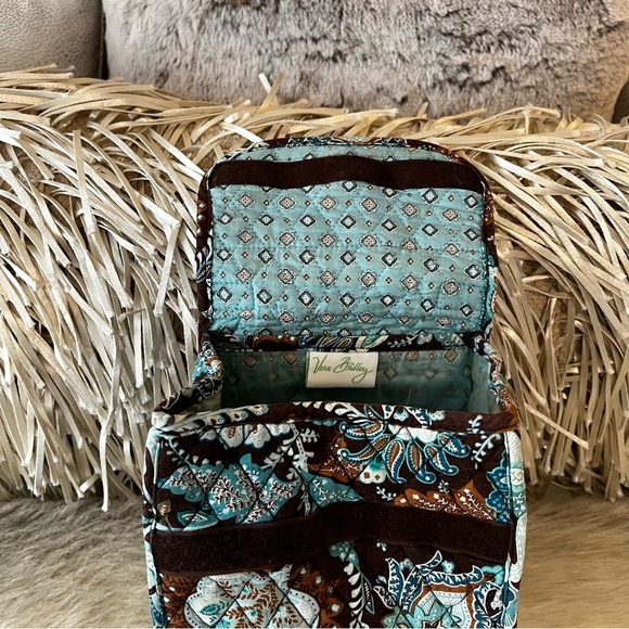 Vintage VERA BRADLEY Java Blue 2006 Lunch Bunch Bag Velcro Flap Brown Floral Y2K - Picture 9 of 14